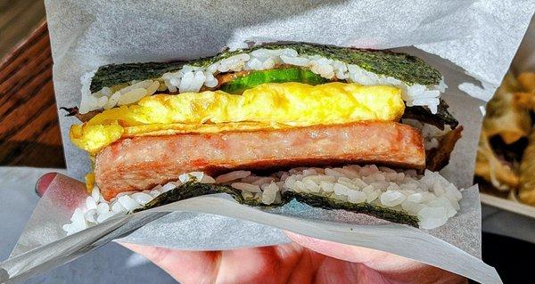 Unagi (Eel) Onigiri - spam, scrambled egg, cucumber, rice, nori. Excellent!