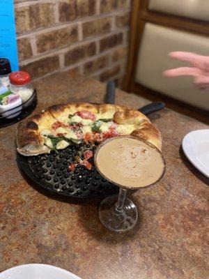 White walker pizza with a Candy bar martini