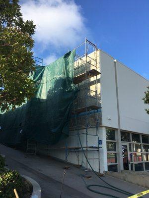 #sandblasted this #concrete wall to remove #paint in preparation of a mural #lagunabeach