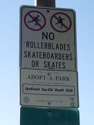 No rollerblades/skateboards