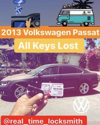 Customer lost all keys for this 2013 Volkswagen Passat.
We made him a new flip key on the spot.