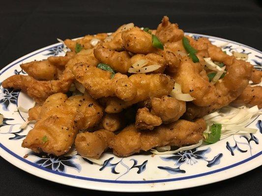 Salt n Pepper Chicken with Black Pepper,Onions, fresh jalapenos