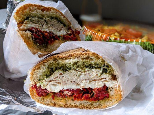 May 3 2022; Flatbush Ave. Panini (Turkey, fresh Mozzarella, sundried tomatoes and pesto w. side salad; $14.30).