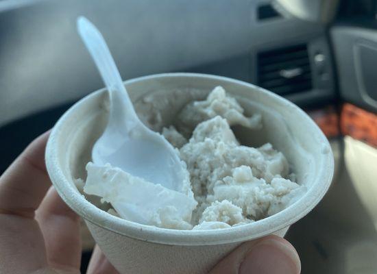 Vegan vanilla ice cream (with a large chunk of ice in it)