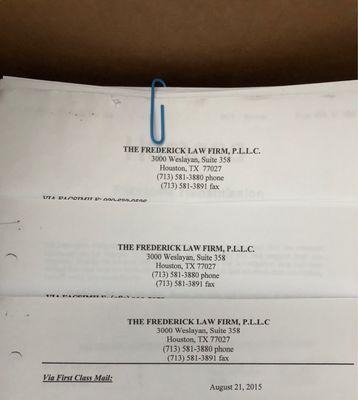 7 years waiting for The Frederick Law Firm Cynthia Frederick/Martinez to pay one single bill