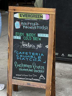 Evergreen coffee sign.