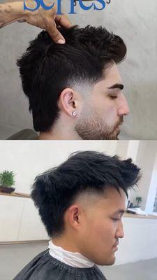 Top - reference photo, Bottom - Haircut by Vince