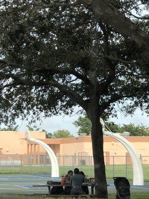 Basketball courts.