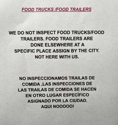 NO FOOD TRUCK INSPECTION