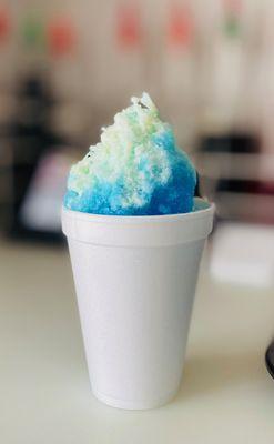 Blue coconut with cream