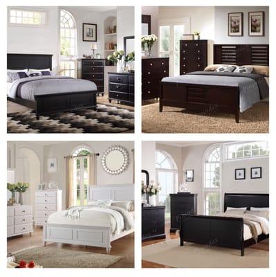 4pc bedroom sets under $1000.  Includes bed, nightstand, dresser, and mirror.