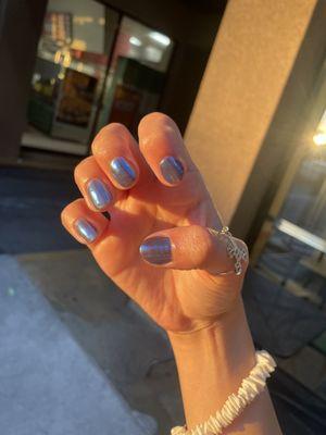 My new iridescent blue nails