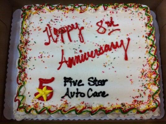 It's our 8th anniversary here with our current owners. Thank you for all of your support through the years!