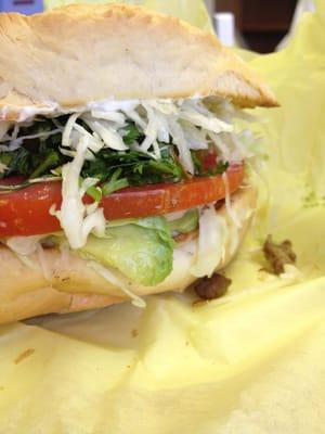 Insanely delicious carne asada torta from La Plaza bakery.