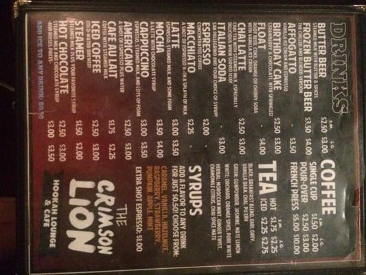 Drink menu