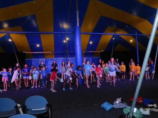 Rehearsing under the Big Top Performance Tent - summer Theater Camp!