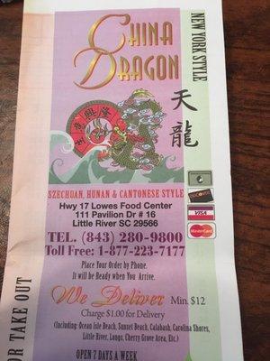 Cinchona Dragon Menu