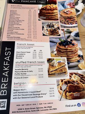 Breakfast menu