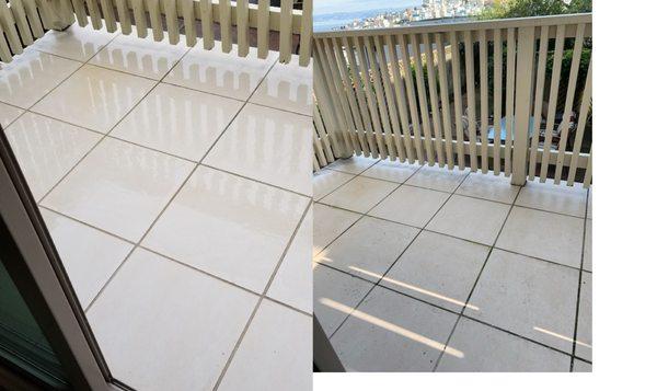 After & before of outdoor tile cleaning !