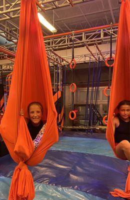 Having fun in the silks!