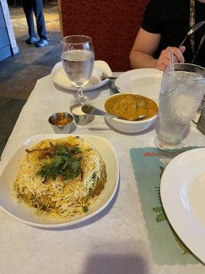 Chicken Dum Biryani and Chicken Madras