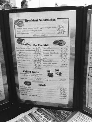 Menu-Breakfast and sides