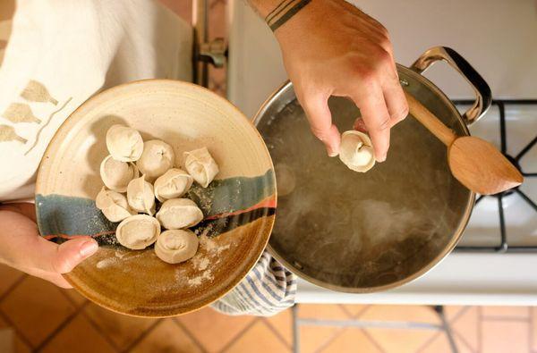 Our gluten free dumplings getting ready to be served!