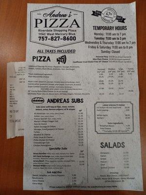 Menu front