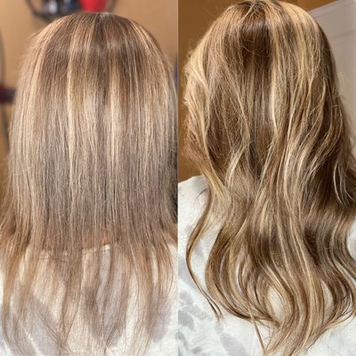 Hair extensions and Balayage on same day. Location hair studio salon in Staten Island.