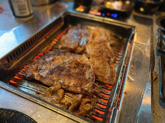 Short ribs, K Pot steak, and beef tongue