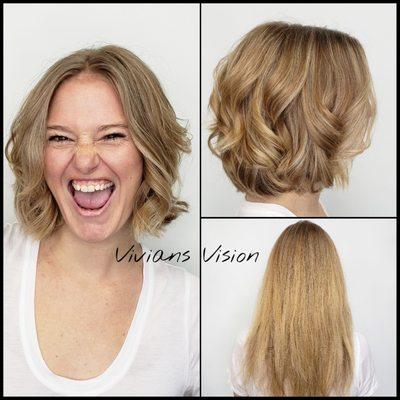 Smokey blonde highlights, short sassy cut with beach waves