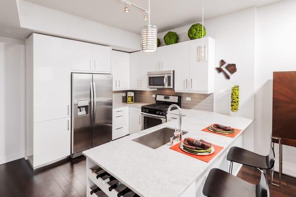 White gloss cabinets