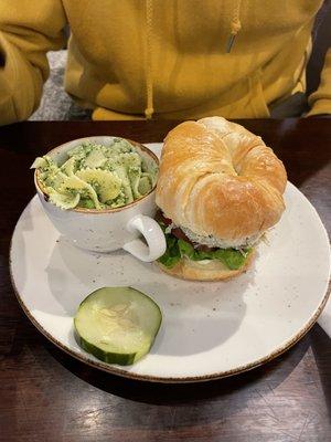 Chicken Salad Croissant with pesto pasta