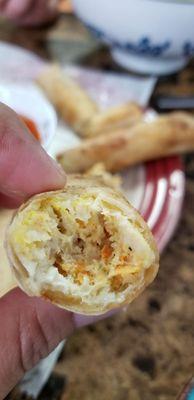 Inside eggrolls.  Dry ingredients only