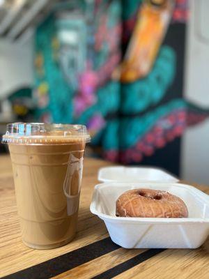 Iced latte and horchata donut