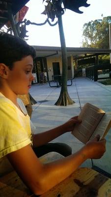 At the Topanga Canyon Library helping students read.