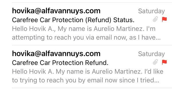 The two emails Sent on 06/22/24, today is 07/01/24 and still no one has called me from the dealership.