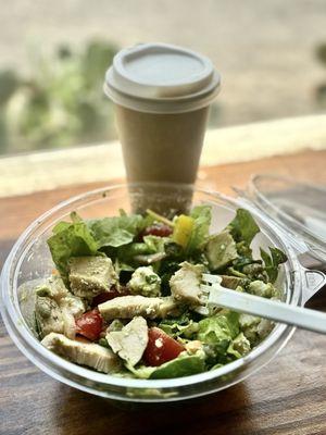 Keto Power Bowl w/ Organic Chicken + Hot Caramel Latte