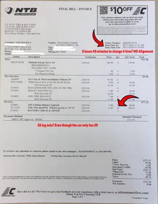 Invoice from that nightmare day at NTB