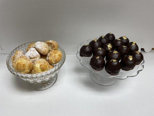 Customize our pastries to fit your occasion!  Cream puffs and gold flaked grand marnier bonbons!!