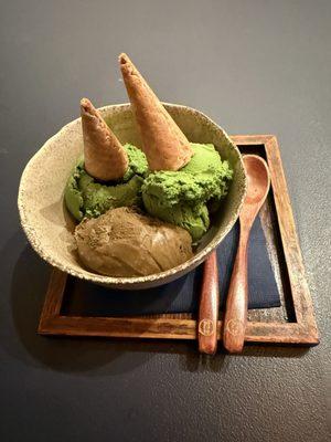 Gelato- 2 scoops of Matcha and 1 scoop of Hojicha