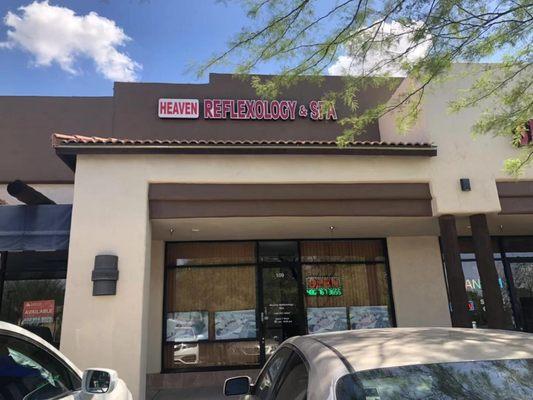 Heaven Spa Tel: (480) 767-3655  Open 7 days a week 9:30am-9:00pm 10953 N Frank Lloyd Wright Blvd Ste 109.Scottsdale, AZ 85259