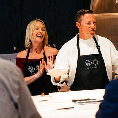 Jen & Jamey during a cooking class!