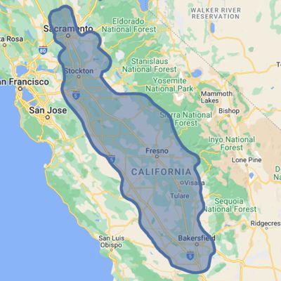 We cover over 17,000 square miles in Central & Northern CA.