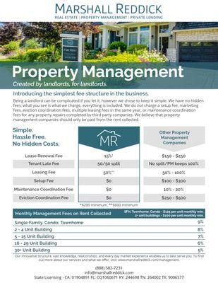 Our property management fee sheet. The simplest fee structure in the business!