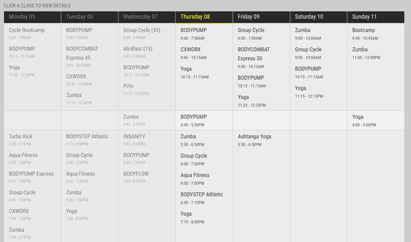 Typical schedule week.