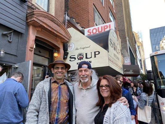 Us with the REAL Kramer at original site of The Soup Nazi