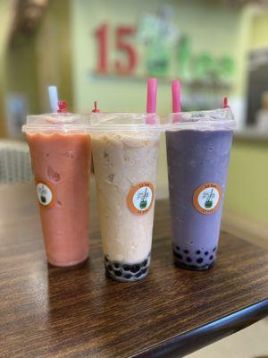 Watermelon, banana Strawberry, & Taro in their new regular sized cups!