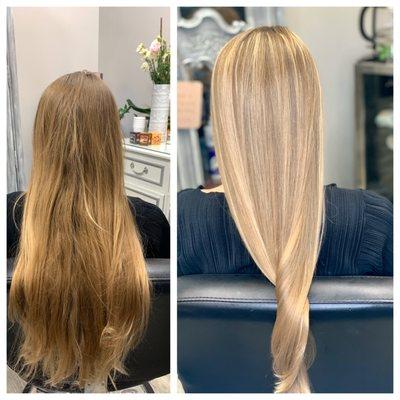 Before & After Color Blonde Highlights