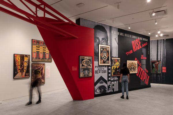 Poster House's latest exhibition, The Utopian Avant-Garde: Soviet Film Posters of the 1920s. Photo by Isometric Studio.